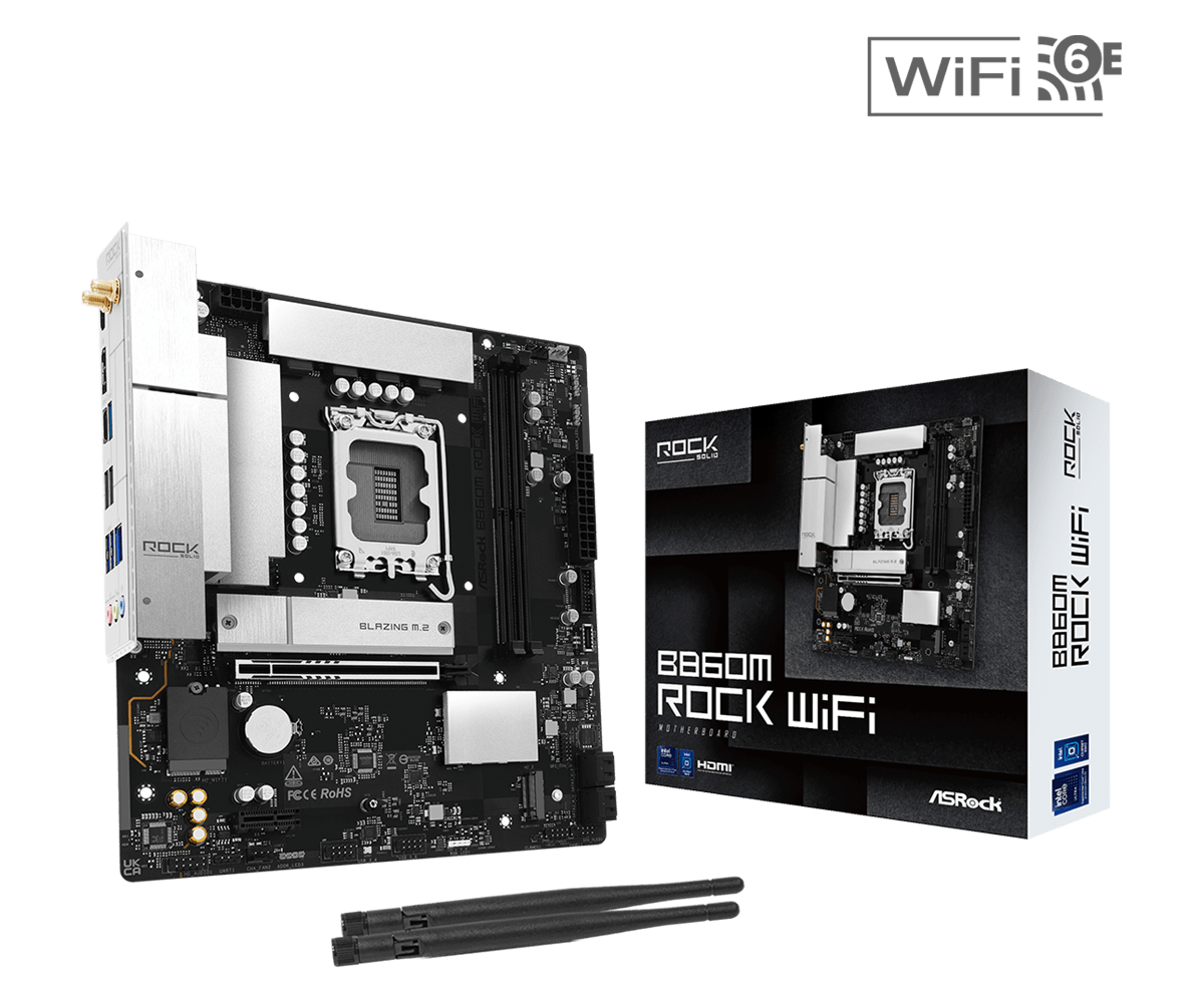 Материнская плата ASRock B860M Rock WiFi, LGA1851, Intel B860, mATX