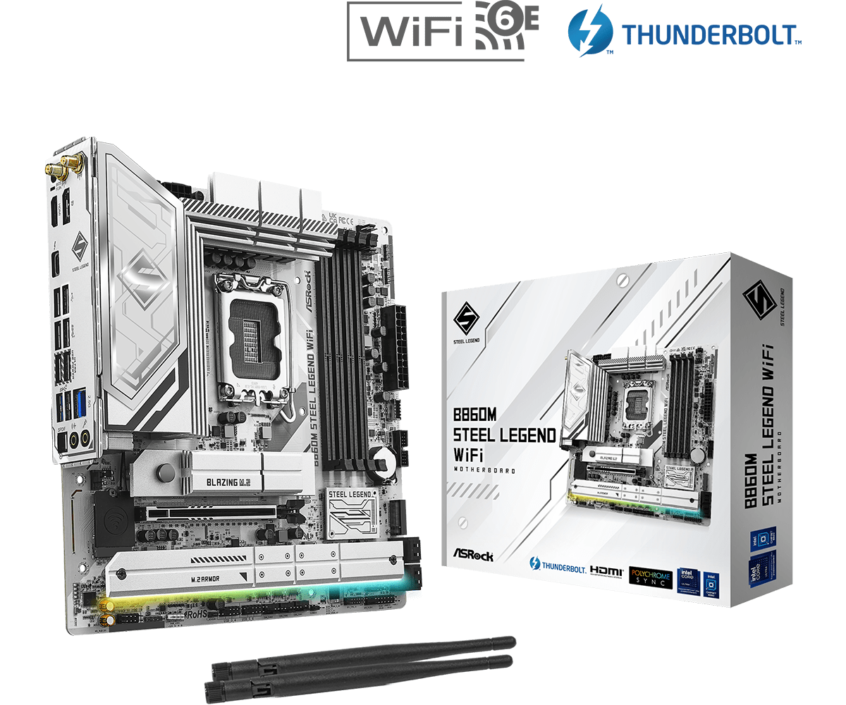 Материнская плата ASRock B860M STEEL LEGEND WIFI, LGA1851, Intel B860, mATX
