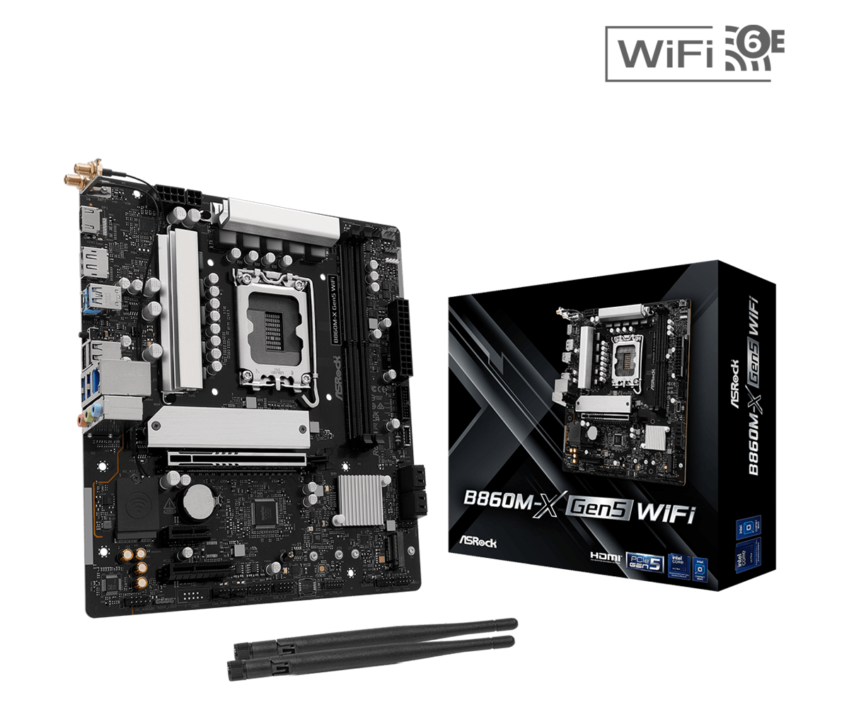 Материнская плата ASRock B860M-X Gen5 WiFi, LGA1851, Intel B860, mATX