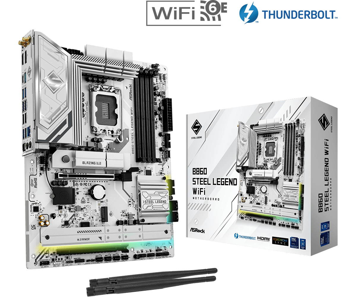 Материнская плата ASRock B860 STEEL LEGEND WIFI, LGA1851, Intel B860, ATX