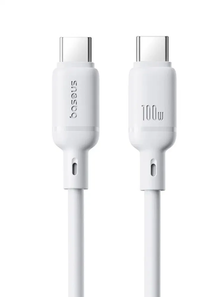 Кабель USB Type-C(M)-USB Type-C(M), 2 м, белый, Baseus Silky Fast (P10377704213-01)
