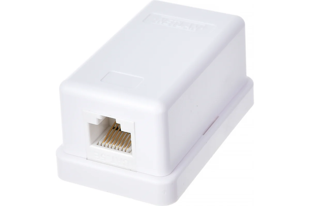 

Розетка RJ-45 открытый монтаж категория 5e, белый, 10 шт., NETLAN (EC-UWO-1-UD2-WT-10)