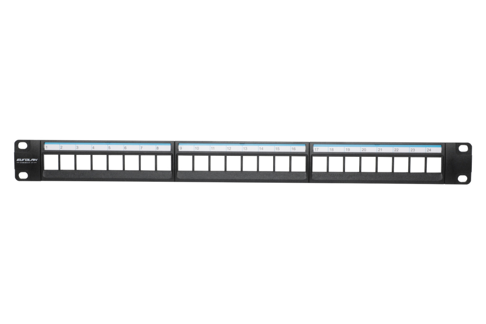 Патч-панель в шкаф 19" 1U, порты: 24, Eurolan (27B-00-24BL)
