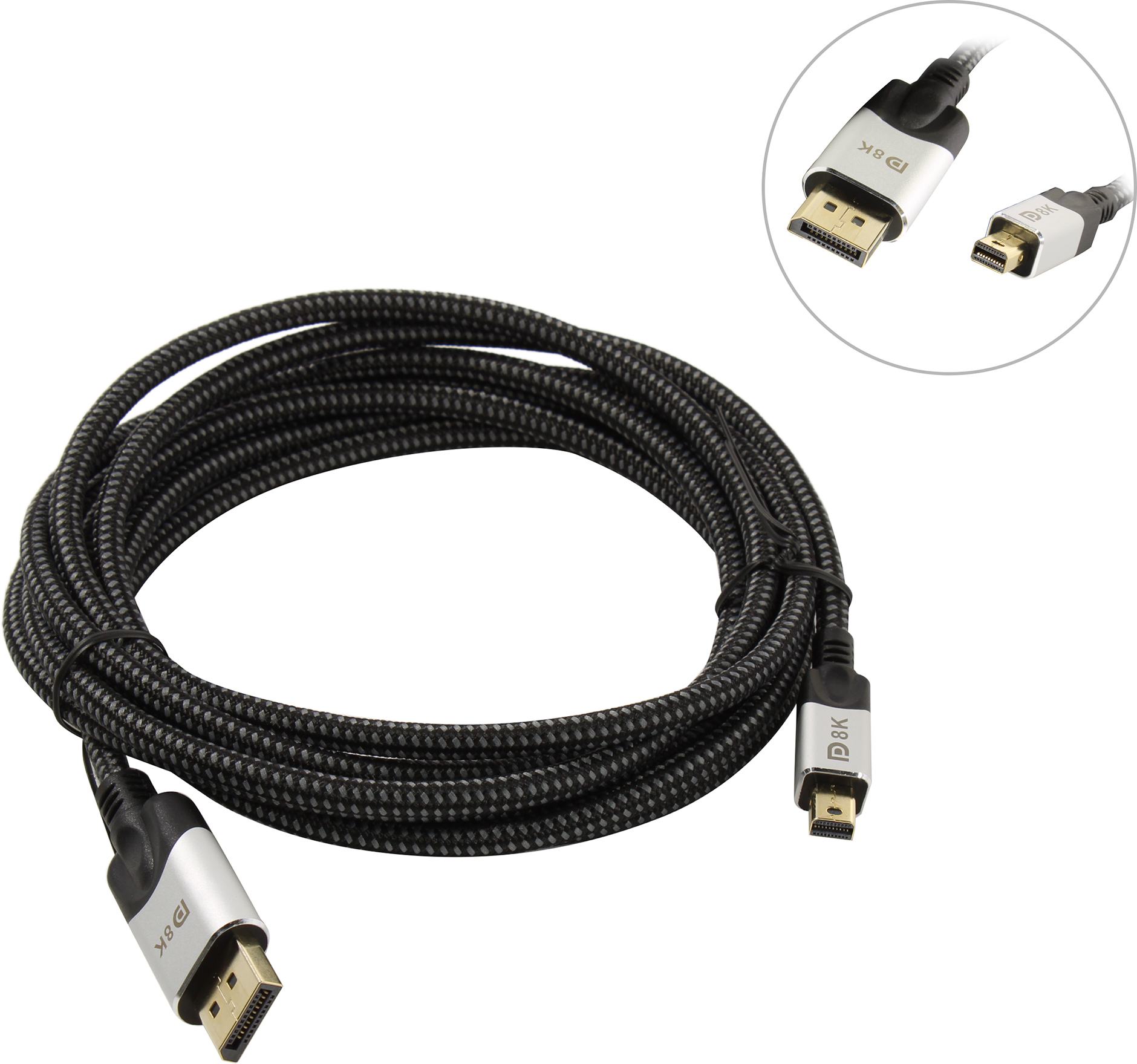 Кабель-переходник (адаптер) Mini DisplayPort(20M)-DisplayPort(20M), v1.4, 3 м, VCOM CG685 (CG685-3M)