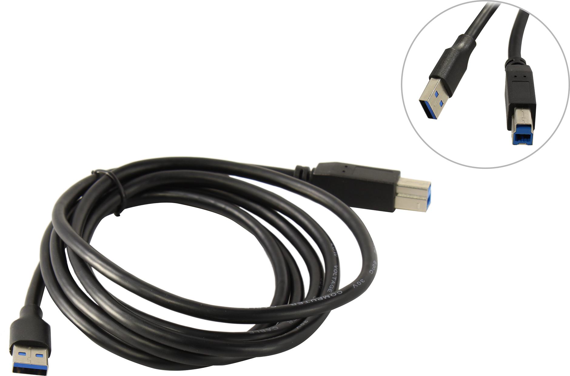 Кабель USB(Am)-USB(Bm), 1.8 м, черный, Telecom TUS710