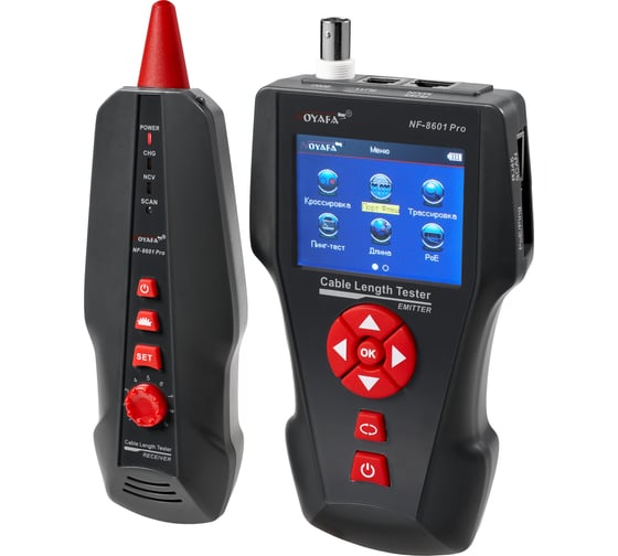 Многофункциональный кабельный тестер Noyafa NF-8601W б/у, после ремонта в авторизованном сервисном центре (ремонт цепи питания), следы эксплуатации, полный комплект