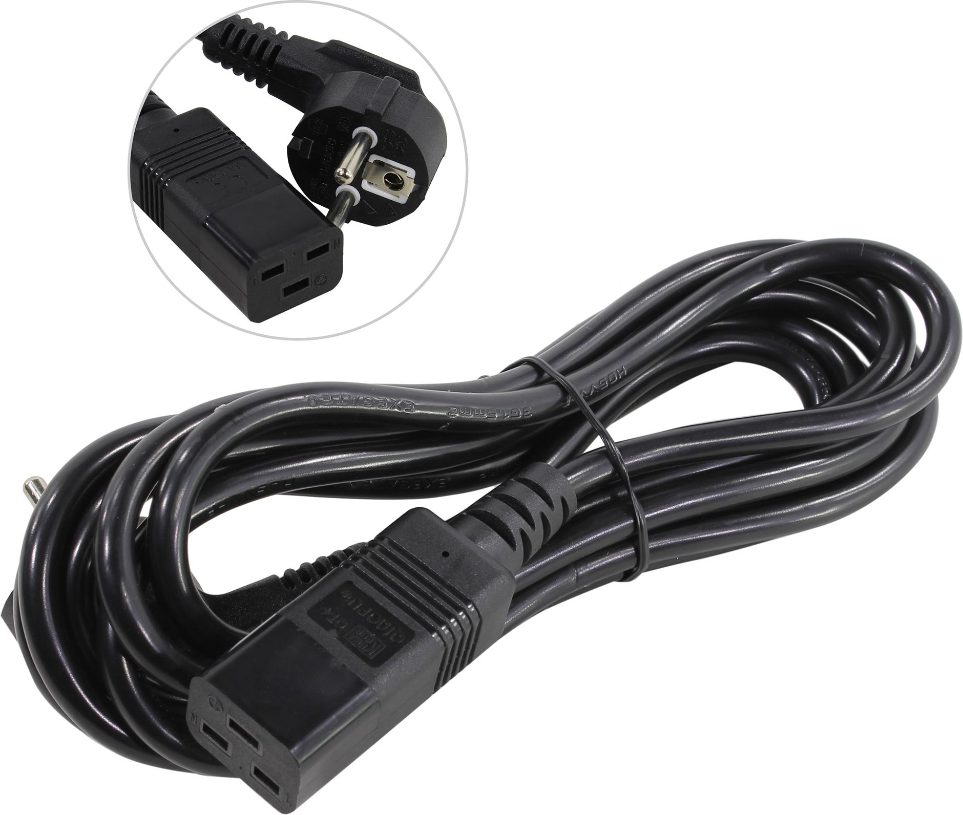 Кабель питания Exegate IEC-320-C19-Schuko (Euro)(M), 3 м, Power PC19-3P-Евровилка