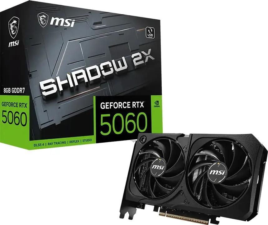Видеокарта MSI NVIDIA GeForce RTX 5060 SHADOW 2X MAX, 8Gb GDDR7