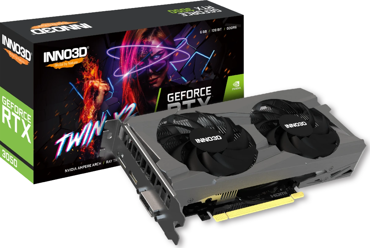 Видеокарта Inno3D NVIDIA GeForce RTX 3050 Twin X2 V2, 6Gb GDDR6