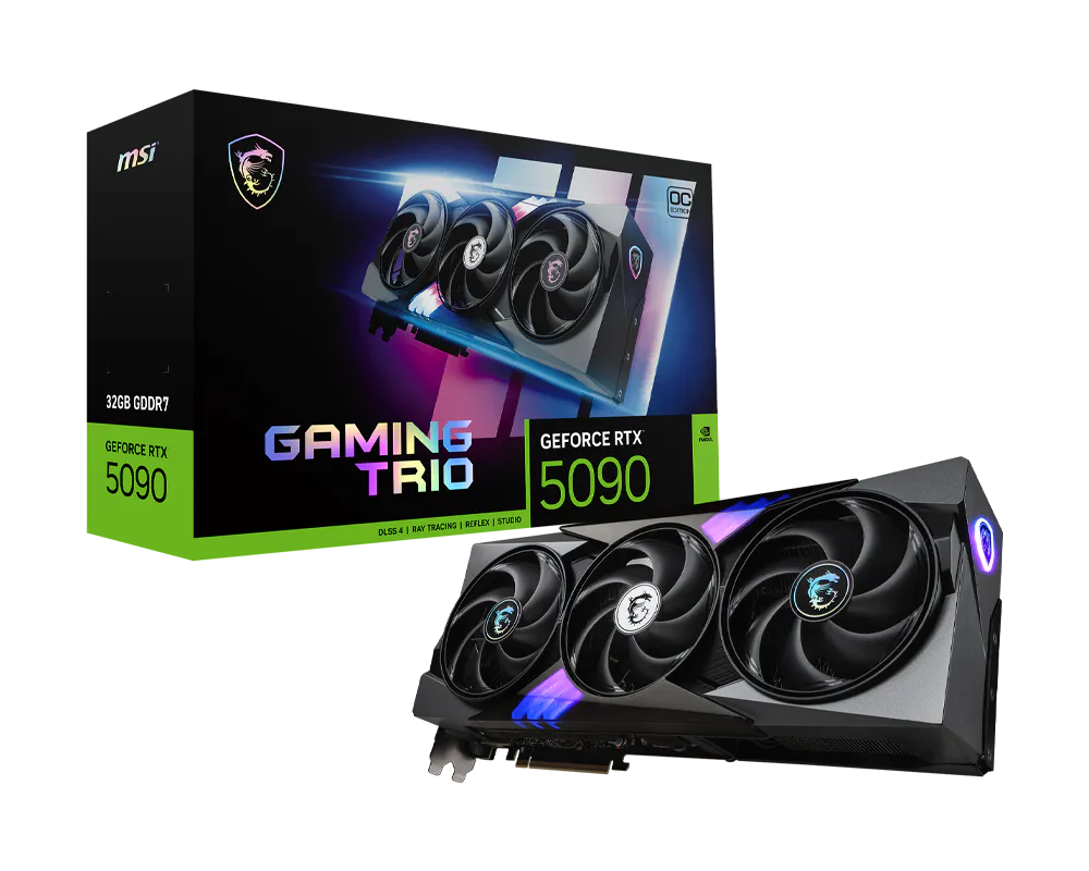 Видеокарта MSI NVIDIA GeForce RTX 5090 GAMING TRIO OC, 32Gb GDDR7
