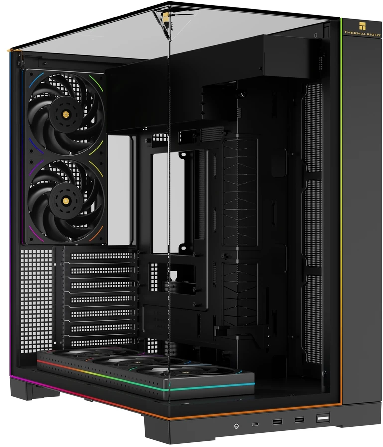 Корпус Thermalright A70 ARGB FanUB Black, Midi-Tower, без БП, черный