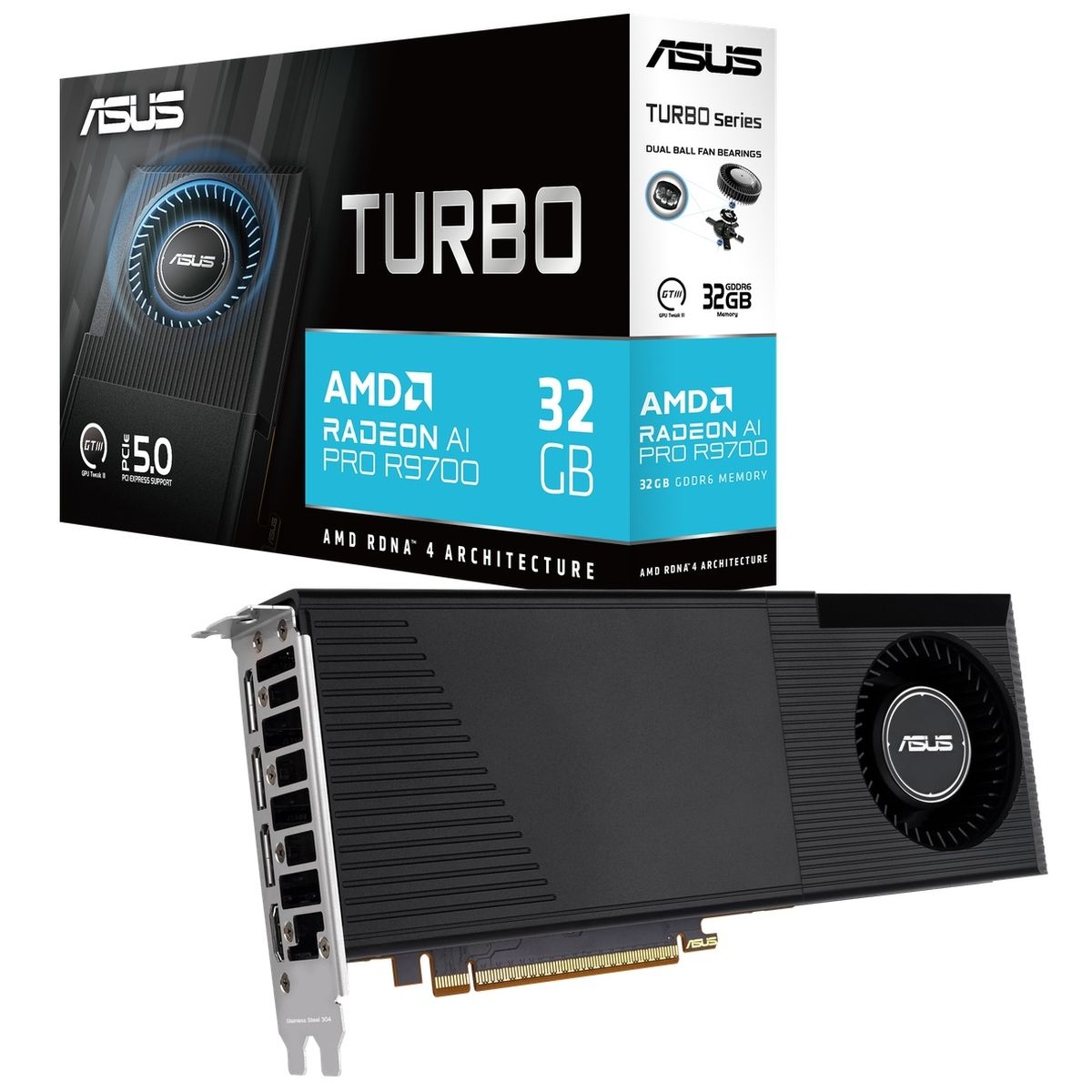 Профессиональная видеокарта ASUS AI PRO R9700 (TURBO-AI-PRO-R9700-32G)