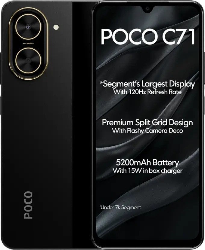 Смартфон POCO C71 4Gb/64Gb черный (MZB0ODQRU)