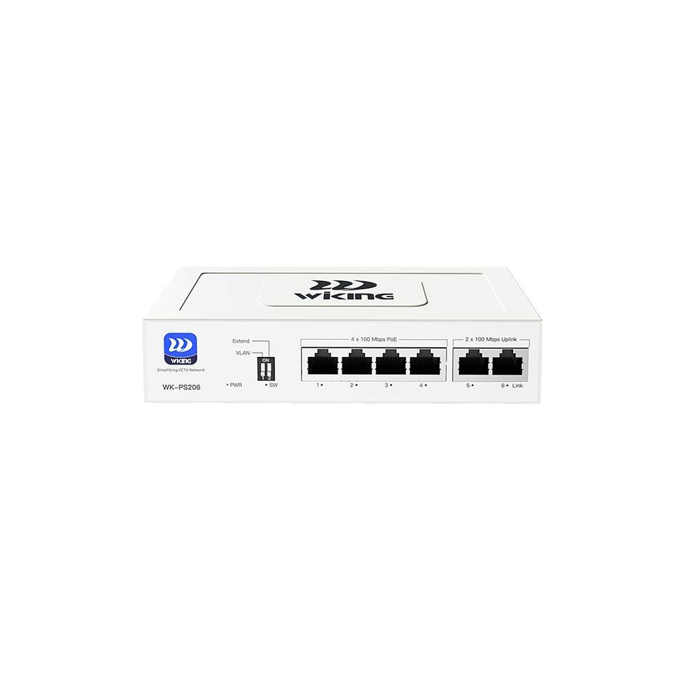Коммутатор Wi-Tek WK-PS206 v2, 4x100 Мбит/с, SFP/uplink: RJ-45x2 (WK-PS206 v2)