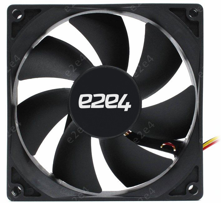 Вентилятор e2e4 FANCASE, 92 мм, 3200rpm, 30 дБ, 3-pin+4-pin Molex, 1шт (OT-FAN-92MM-3PIN-B) б/у, следы установки