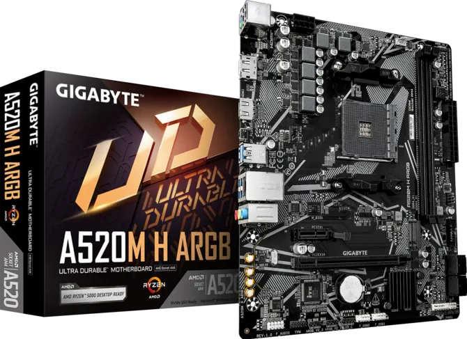 Материнская плата GIGABYTE A520M H ARGB, SocketAM4, AMD A520, mATX