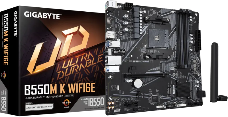 Материнская плата GIGABYTE B550M K WIFI6E, SocketAM4, AMD B550, mATX