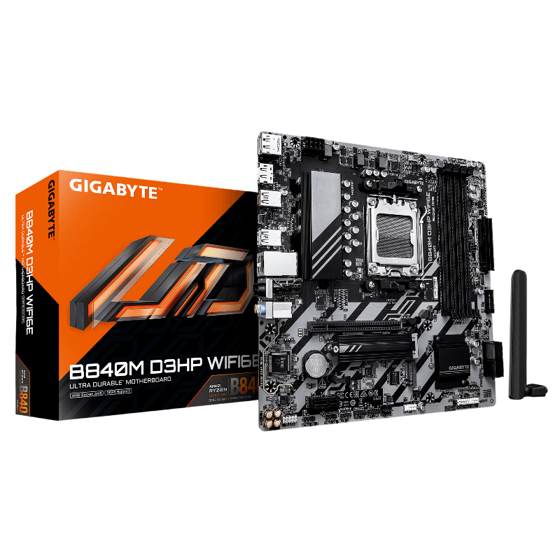 Материнская плата GIGABYTE B840M D3HP WF6E, AM5, AMD B840, mATX