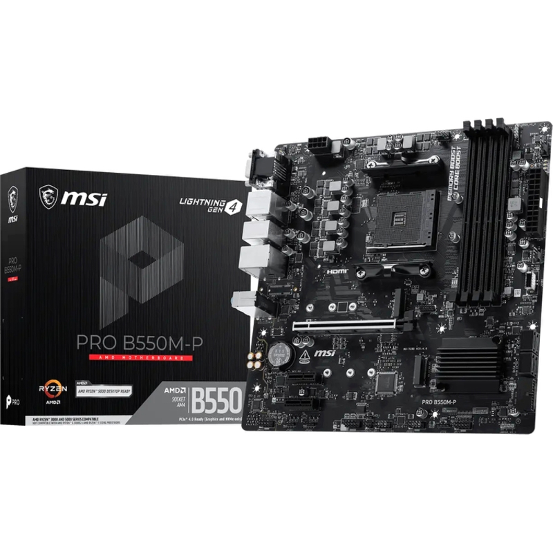 Материнская плата MSI PRO B550M-P, SocketAM4, AMD B550, mATX
