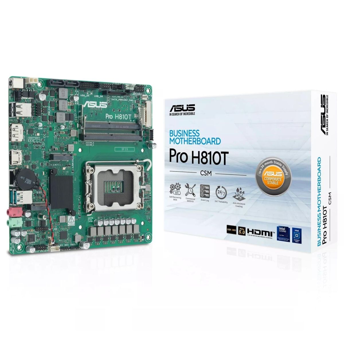 Материнская плата ASUS PRO H810T-CSM, LGA1851, Intel H810, mini-ITX