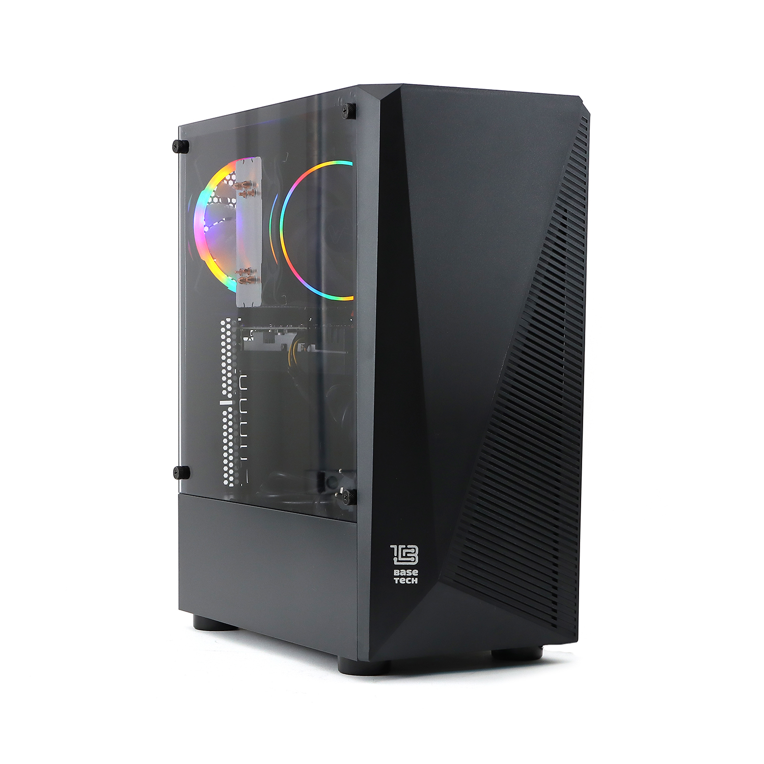 Корпус BaseTech eXtreme GFX-01, ATX, Midi-Tower, USB 3.0, RGB подсветка, черный, без БП (BT-GFX-01-RGB) б/у, незначительные следы эксплуатации, монтировался, плохая упаковка, без комплекта болтов