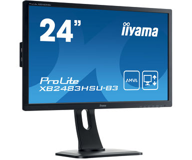 Монитор 24" Iiyama XB2483HSU-B3 VA, 1920x1080 (16:9), 250кд/м2, 4мс, VGA, HDMI, DisplayPort, USB-Hub, черный б/у, царапины и потертости на подставки, корпусе монитора, запыленность, без комплекта, только монитор и подставка, неродная упаковка
