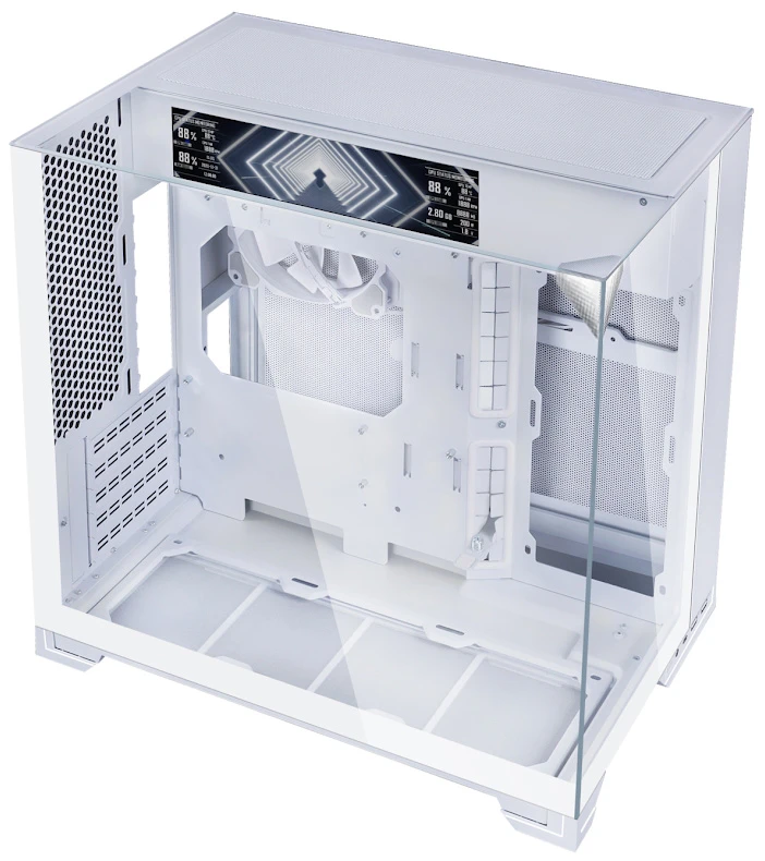Корпус LIAN-LI O11 Vision-M Digital White, Mini-Tower, без БП, белый