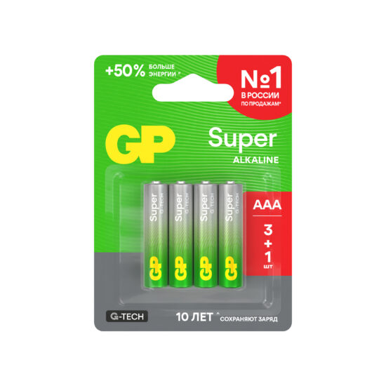 Батарейка GP Super G-Tech, AAA, 1.5V, 4 шт