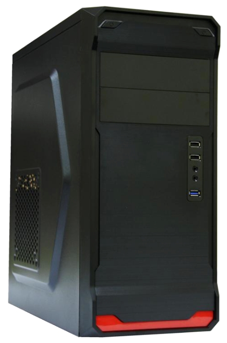 Корпус Trin 6026 BK-RD-BK, ATX MidiTower, USB 3.0, черный, без БП - фото 1