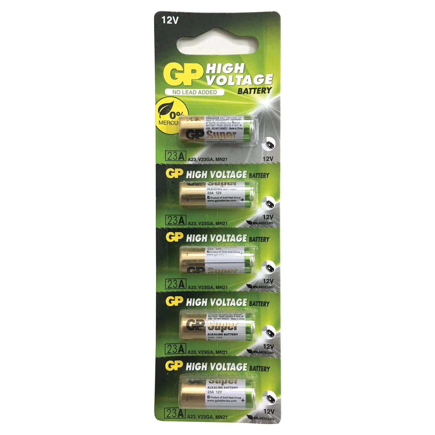 Батарейка GP Super, 23А/A23/V23GA/MN21, 12V, 5 шт