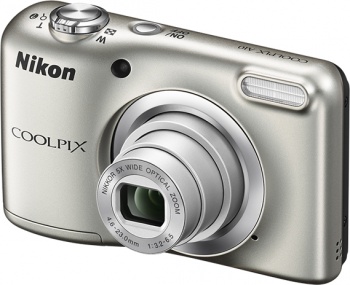 Фотокамера Nikon Coolpix A10, серебристый б/у, после ремонта (замена платы, замена объектива), потёртости, полный комплект без батареек
