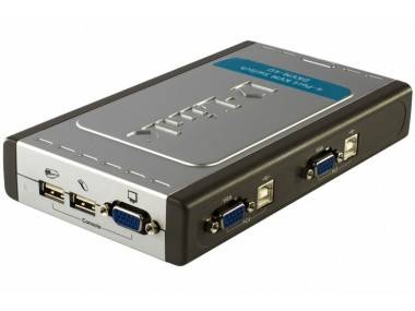 Переключатель KVM (КВМ) D-Link DKVM-4U, 4-ПК, VGA до 2048x1536, клавиатура USB, мышь USB (DKVM-4U/C) б/у, с внутренней эксплуатации, потертости, в комплекте 2 VG+USB кабеля