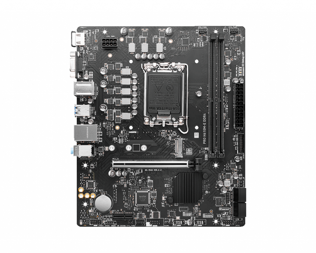 Материнская плата MSI PRO H610M-E DDR4, Socket1700, Intel H610, 2xDDR4, PCI-Ex16, 4SATA3, 7.1-ch, GLAN, 4 USB 3.2, VGA, HDMI, mATX, Retail б/у, после ремонта в авторизованном сервисном центре, следы монтажа, не родная упаковка, комплект: материнская плата, заглушка в корпус