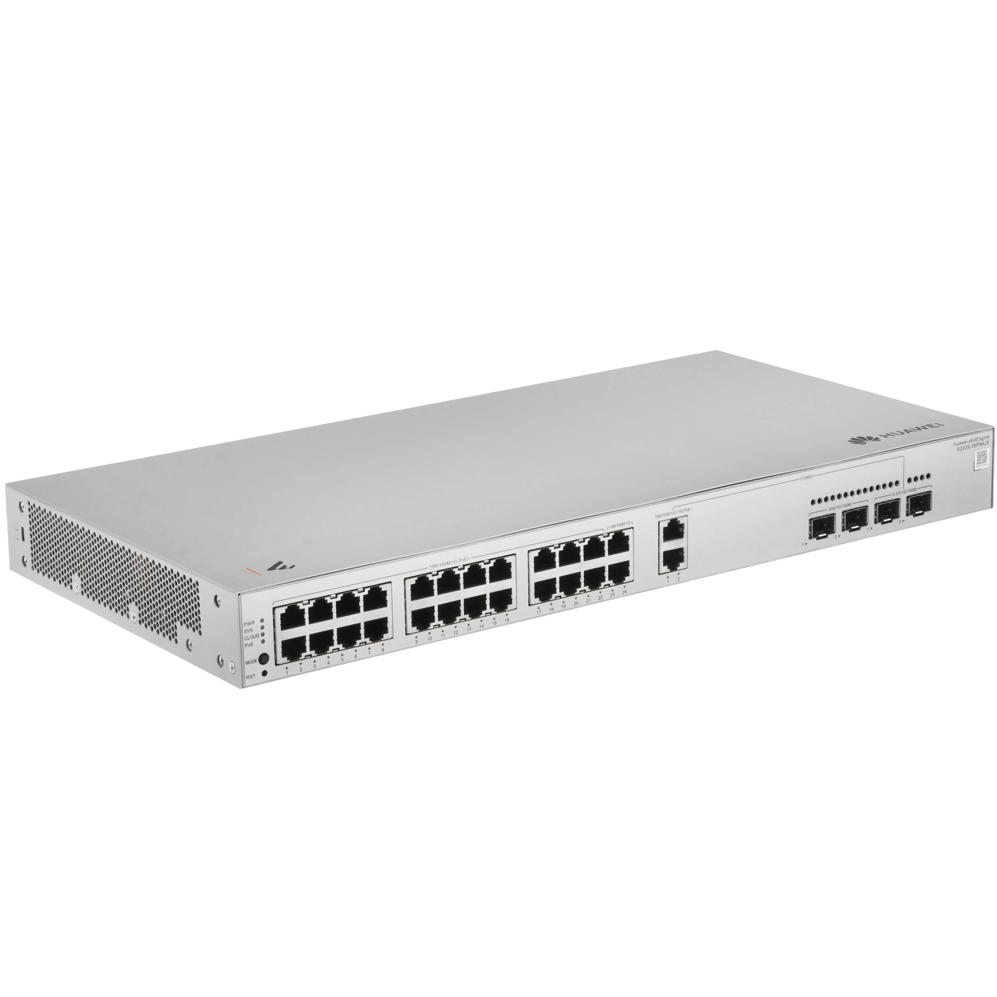 Коммутатор Huawei eKitEngine S220S-26PN4JX, 24x1 Гбит/с, SFP+ 2x10 Гбит/с, SFP/uplink: combo RJ-45/SFPx2 (98012521)