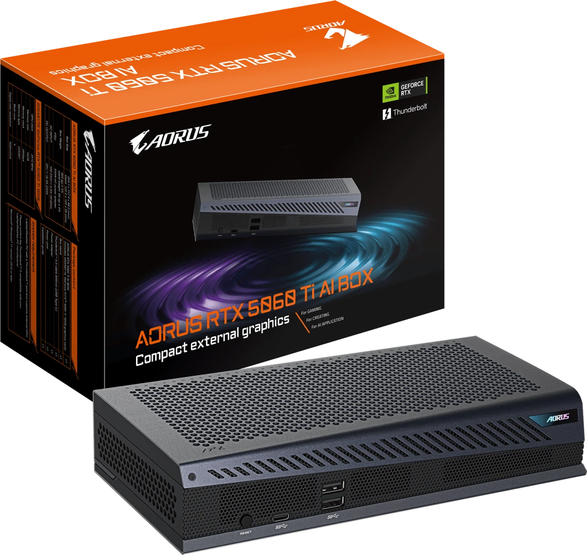 Видеокарта GIGABYTE NVIDIA GeForce RTX 5060Ti AI BOX, 16Gb GDDR7