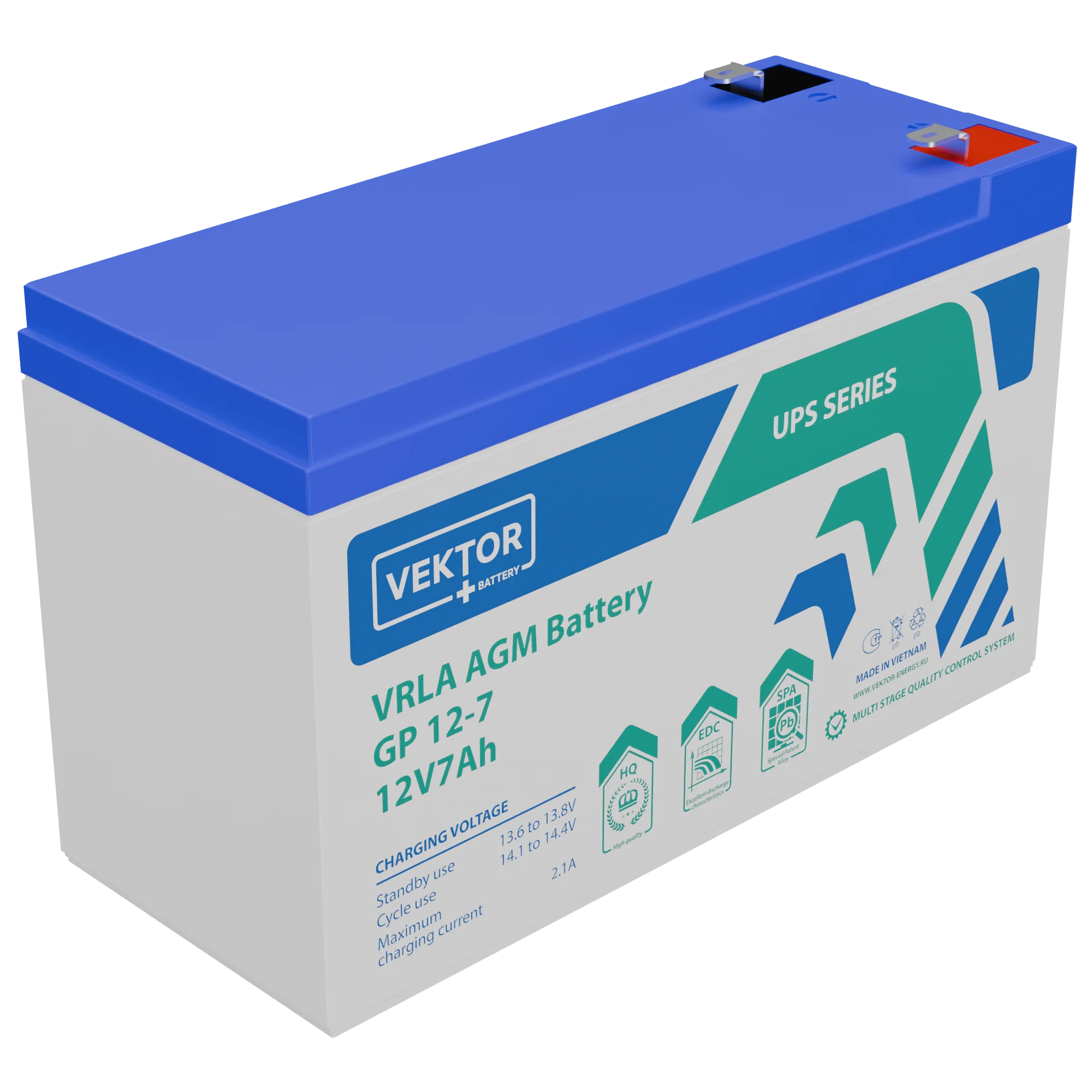 Аккумуляторная батарея для ИБП VEKTOR Battery GP 12-7S, 12V, 7Ah