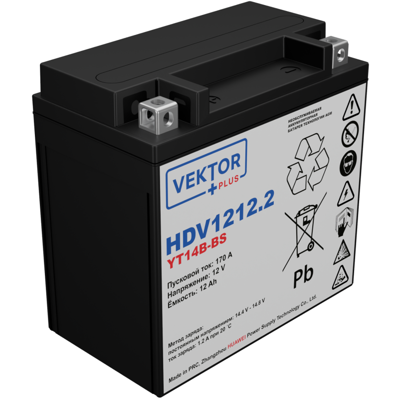 Мото аккумулятор VEKTOR Plus HDV1212.2 (HDV1212.2)