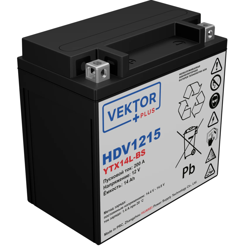 Мото аккумулятор VEKTOR Plus HDV1215 (HDV1215)