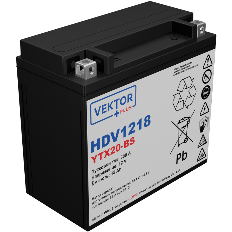Мото аккумулятор VEKTOR Plus HDV1218 (HDV1218)