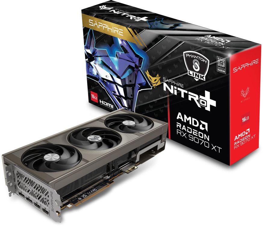 Видеокарта Sapphire AMD Radeon RX 9070 XT NITRO+ GAMING OC PHANTOMLINK LITE, 16Gb GDDR6