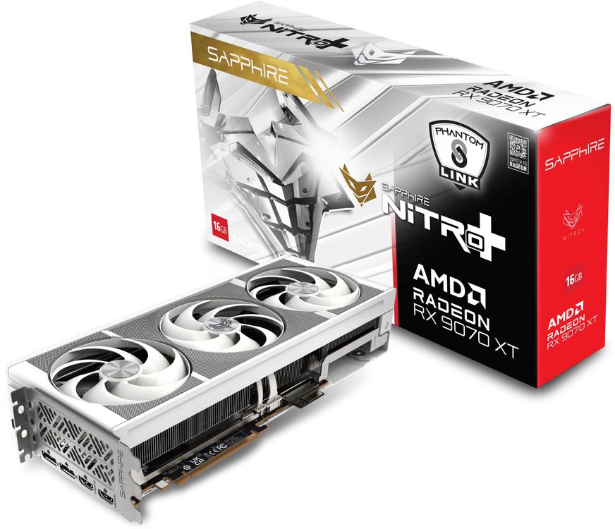 Видеокарта Sapphire AMD Radeon RX 9070 XT NITRO+ GAMING OC PHANTOMLINK POLAR LITE, 16Gb GDDR6