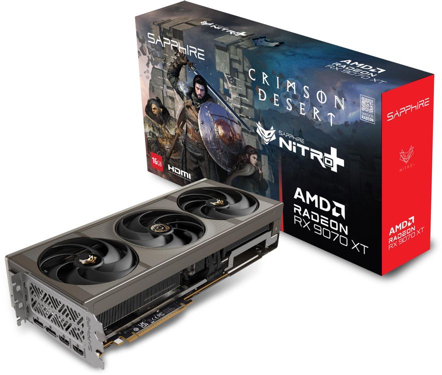 Видеокарта Sapphire AMD Radeon RX 9070 XT NITRO+ CRIMSON DESERT EDITION GAMING OC LITE, 16Gb GDDR6