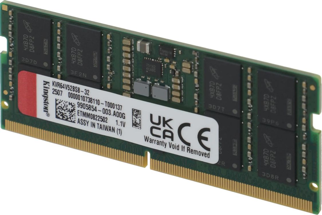 Память DDR5 CSODIMM 32Gb, 6400MHz Kingston (KVR64V52BS8-32)