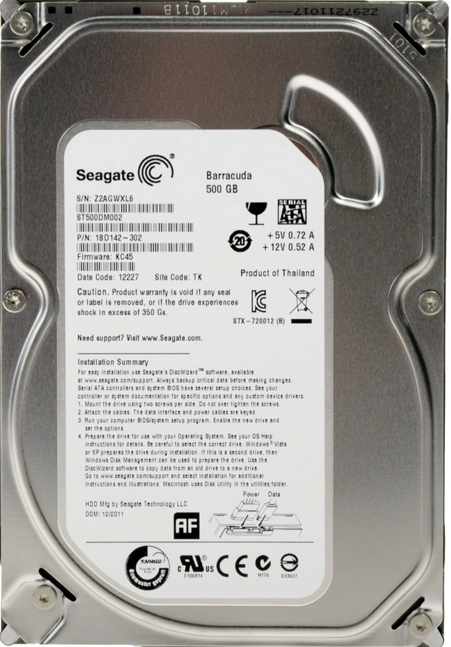 Жесткий диск (HDD) Seagate 500Gb Barracuda, 3.5", 7200rpm