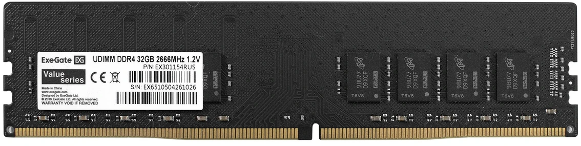 Память DDR4 DIMM 32Gb, 2666MHz ExeGate (EX301154RUS)