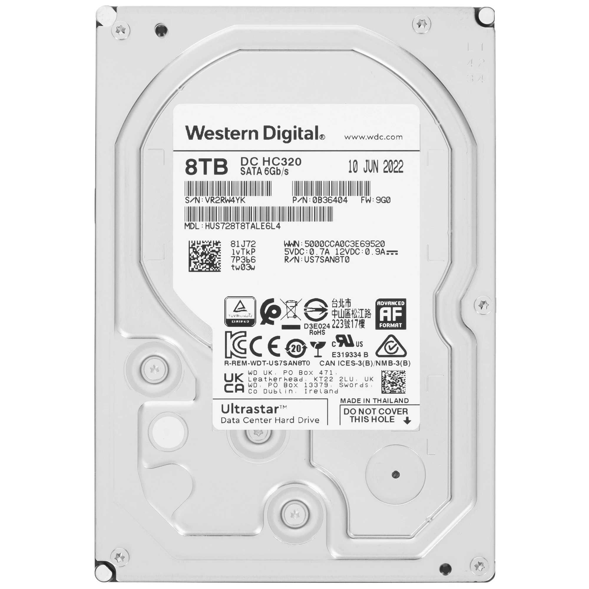 Жесткий диск (HDD) Western Digital 8Tb, 3.5", 7.2K, SATA3 (HUS728T8TALE6L4/0B36404/0B36452)