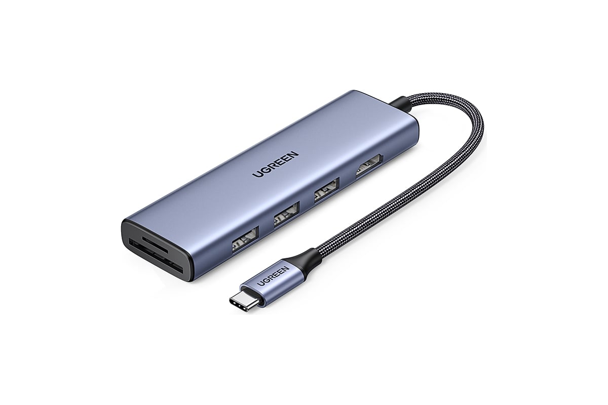 Адаптер UGREEN Revodok 6-in-1 CM511, серый (20956A)
