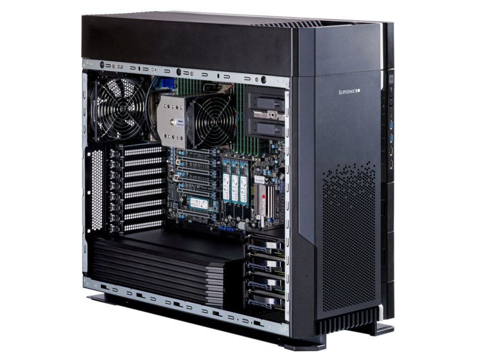Серверная платформа SuperMicro UP Workstation 551A-T, 1xSocket4677, 16xDDR5, 1x2000 Вт Tower (SYS-551A-T_только в сборе)