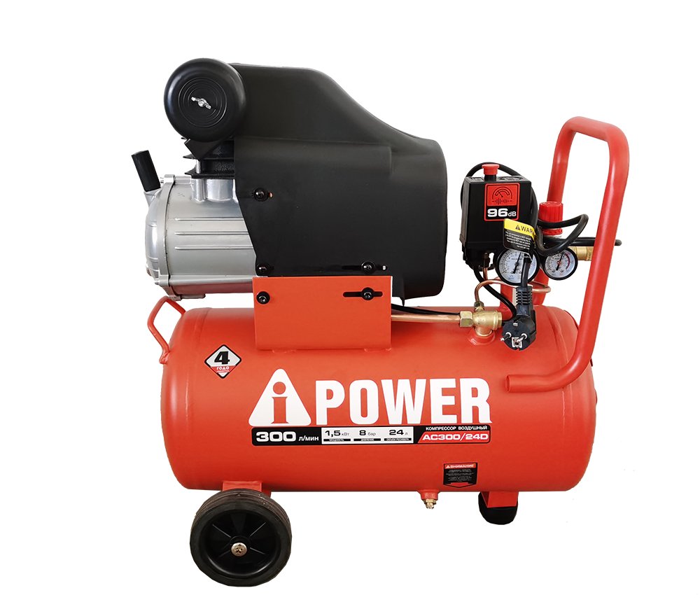 Компрессор воздушный A-iPower AC300/24D, 24 л, 300л/мин