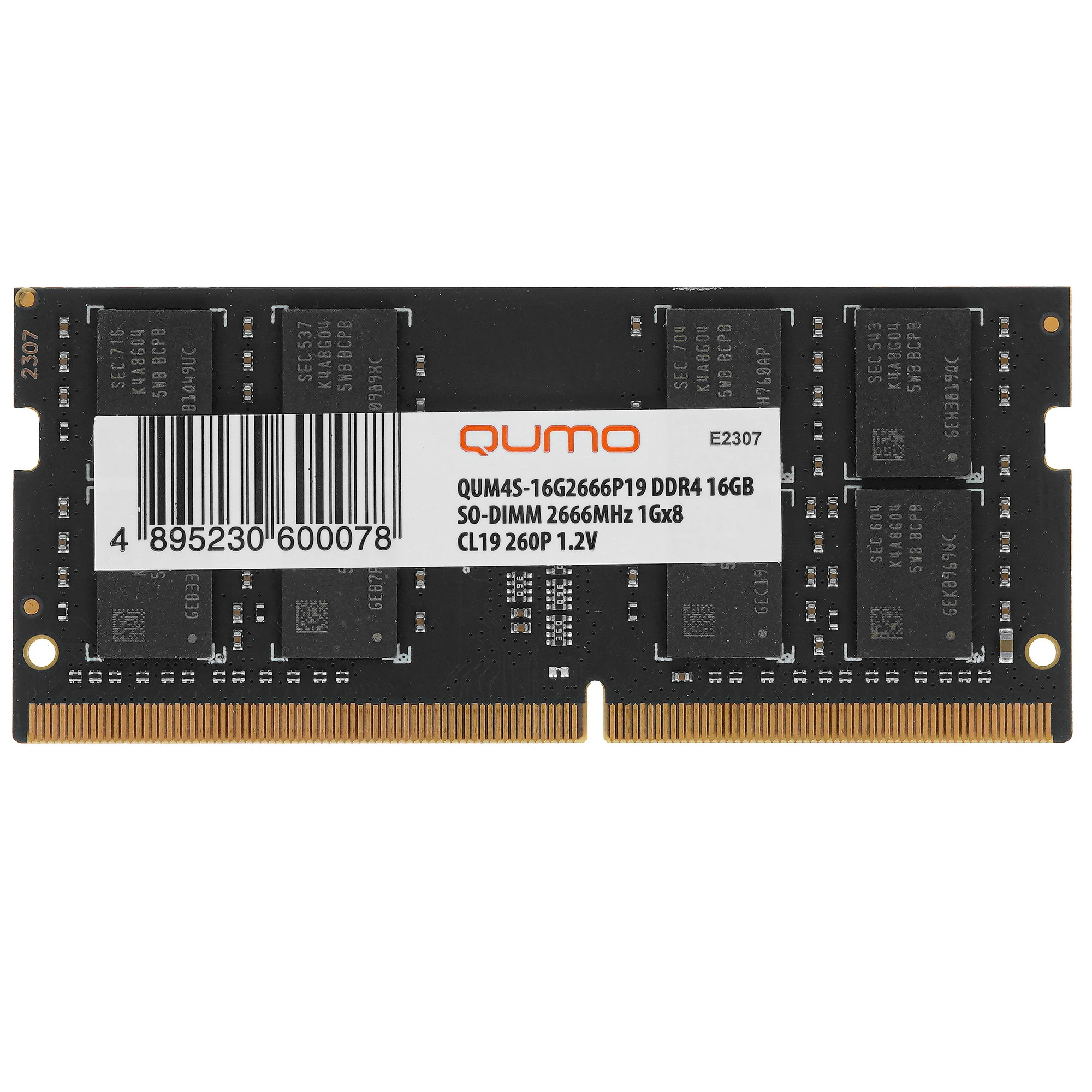 Память DDR4 SODIMM 16Gb, 2666MHz Qumo (QUM4S-16G2666N19) Реестр Минпромторга РФ
